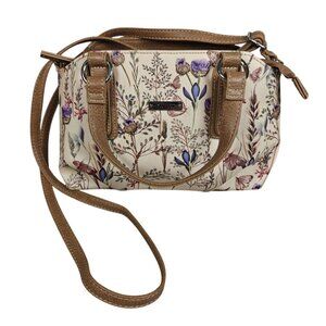Floral Crossbody Bag with Tan Accents